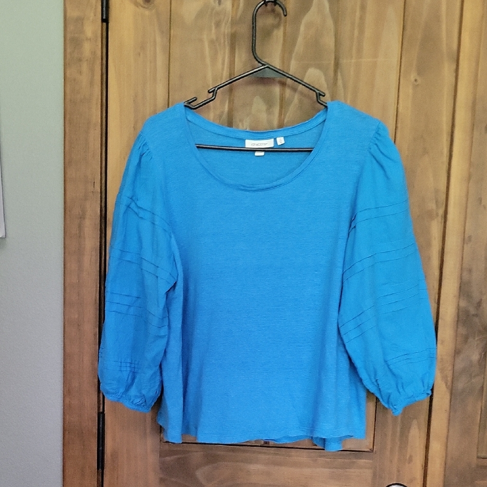 Chico's Vibrant Blue Blouse with Puff Sleeves
